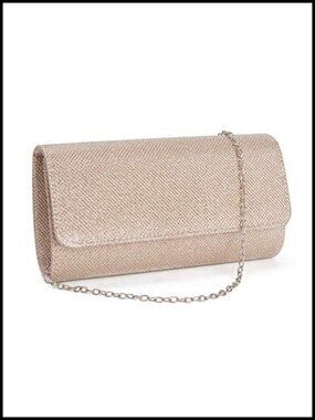 Holographic PU Leather Quilted Clutch Evening Bag Detachable Chain